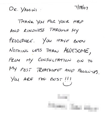 Letters from Dr. Yamini patients - letter 1